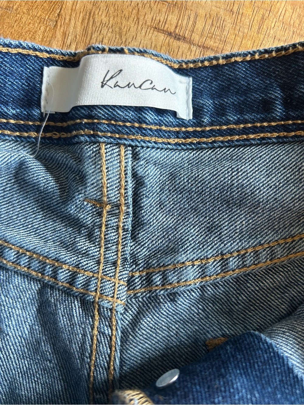 KanCan Distressed Button-Fly Denim Shorts - Blue - Picture 3 of 4